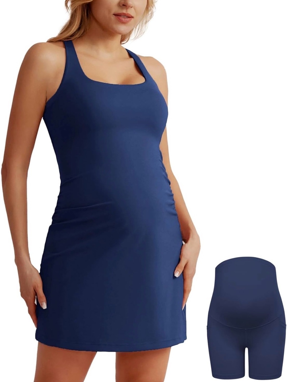 Maternity navy athletic dress with shorts